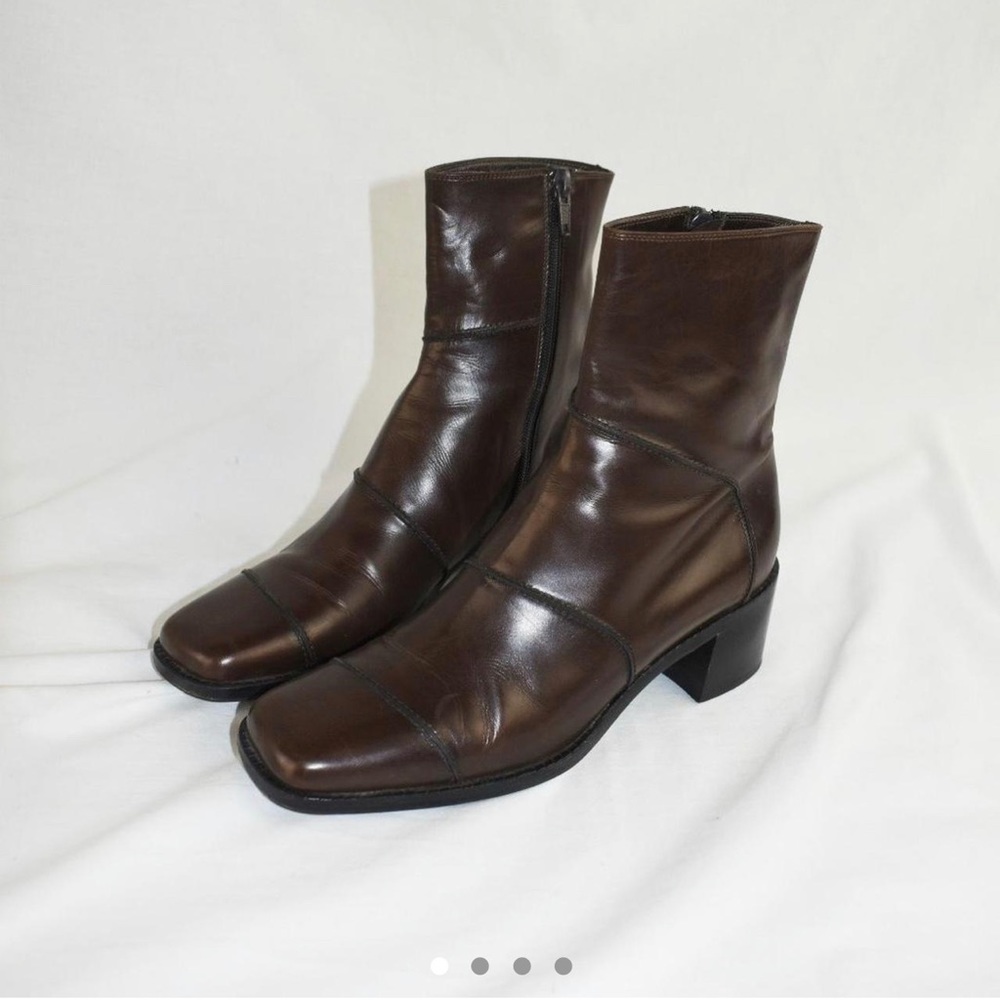 90s patchwork square toe boots
